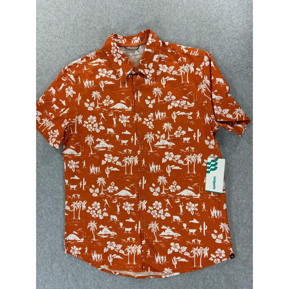 NWT Wellen Huckberry S/S Airweave Performance Shirt (Men's Small) Orange